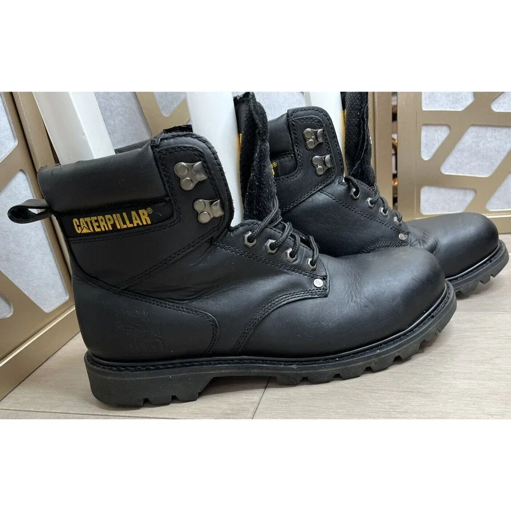 CAT Second Shift Steel Toe Work Boot Black Leather 13 W Wide Man caterpillar